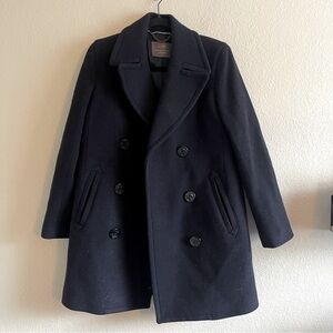J. Crew Stadium Cloth by Nello Gori Navy Blue Wool Peacoat Double Breasted
